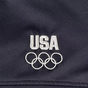 Vintage USA Olympics Team Track Warm Up Jacket Size L Made in USA Navy Blue